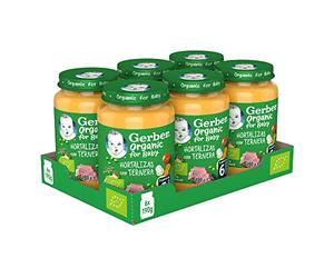 GERBER Organic Hortalizas con Ternera, Tarritos 6x190g, a partir de 6 meses