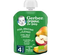 Gerber Organic Puré Pera, Manzana y Plátano 90g