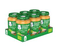 GERBER Organic Zanahoria Tomate Pavo, Tarritos para bebés, 6x190g, a partir de 6 meses