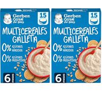Gerber Papilla Multicereales Y Galleta 0% Azúcares Añadidos Ni Producidos, A Partir De Los 6 Meses, 270 G (Paquete de 2)