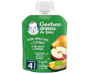 Gerber Pouch Orgánico Pera, Manzana, Plátano 90 gr