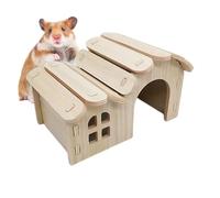 Gerbil House - Castillo para hámster 13x9,5x8cm, Jaula de Madera para Mascotas, Accesorios para Dormir para Juegos en Interiores y Exteriores para hámsteres, jerbos, hurones, Osos Dorados, recinto par