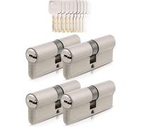 GERCAR 4 cilindros de bloqueo 40/40 de 4 cilindros de perfil, incluye 20 llaves, 80 mm, cerradura de puerta de 80 mm, 4 cilindros, longitud: 80 mm, A:40 B: 40, latón mate)