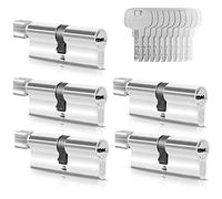 GERCAR 5 cilindros de cierre uniforme 30/30, incluye 25 llaves de 60 mm, cerradura de cilindro con función N+G, juego de 5 unidades, longitud: 60 mm A: 30 B: 30