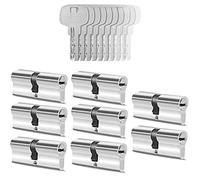 GERCAR 8 cilindros de cerradura con cierre uniforme, 8 cilindros de perfil 45/45, incluye 40 llaves de 90 mm, cerradura doble para puerta, juego de 8 unidades, longitud: 90 mm, A: 45 B: 45