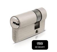 GERCAR Cilindro de perfil 30/10 de medio cilindro, de latón niquelado, cerradura para puerta de garaje, incluye 5 llaves. Puerta de garaje. Longitud: 40 mm, A: 30 B: 10-1x