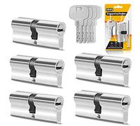 GERCAR Lote de 5 cilindros de cerradura - 5 cilindros perfilados 35/35 con 25 llaves - 70 mm