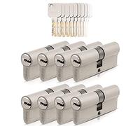 GERCAR Pro 8 cilindros de cierre 35/35 con cierre uniforme, juego de 8 cilindros de perfil, incluye 40 llaves, 70 mm, cerradura de puerta de 8 cilindros - Longitud: 70 mm