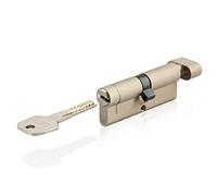 GERCAR Pro+ Juego 4x Cilindro de Cerradura/Barril con Botón 70 mm - Función de Emergencia y Peligro - 4x Cerradura de Puerta 35/35 - con 10 Llaves - Longitud: 70 mm A: 35 B: 35
