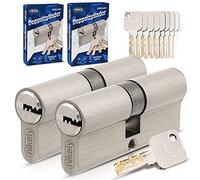 GERCAR Pro - Juego de 2 cilindros igualmente codificados 45/50 (2 cilindros de perfil, incluye 10 llaves) - Cerradura de 95 mm, A:45, B:50 - sistema de cierre