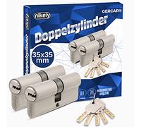 GERCAR Pro Juego de 2 cilindros para perfil, cierre uniforme, 70 mm, cilindro doble 35/35, latón mate, incluye 10 llaves reversibles, longitud: 70 mm, A: 35 B: 35 - 2 x