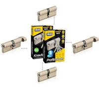 GERCAR Pro+ Juego de 4 cilindros/cerradura de barril perfil o de pomo, 4 cilindros de doble embrague, combinación libre de diferentes tamaños de cilindro con la misma llave, con 20 llaves