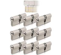 GERCAR Pro - Juego de 9 cilindros de cierre 45/45 (9 unidades, incluye 45 llaves, 90 mm, 90 mm, longitud: 90 mm, A:45 B: 45, latón macizo)