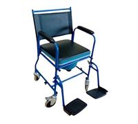 GERCARE Silla Ducha con Ruedas de Traslado con Cubeta. Silla WC Personas Mayores con Estructura de Acero Resistente. Silla Baño Adulto con Reposapies. Ideal para Baño, Traslado y Cuidado de Mayores