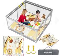 GERCHAM 120x120cm Parque Infantil Bebe con Alfombra Bebe, Corralito Bebe con Acolchado Espuma y Malla Transpirable,Parque de Juegos Bebe Plegable con Puerta Lateral,Playpen Bebe