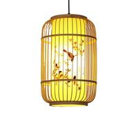 Gerenecic Bambus-Pendelleuchte im chinesischen Stil - Retro-Kronleuchter aus Korbgeflecht für Die Inneneinrichtung (30 cm x 50 cm)