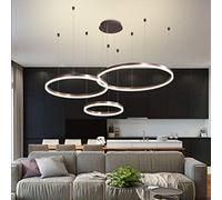 Gerenecic Dimmbare Pendelleuchte mit Fernbedienung - runder Kronleuchter aus Aluminium für Wohnzimmer und Esszimmer, höhenverstellbar, Farbtemperatur (3000 K - 6500 K), braunes Finish, 30/5
