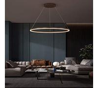 Gerenecic Dimmbare Pendelleuchte mit Fernbedienung - runder Kronleuchter aus Aluminium für Wohnzimmer und Esszimmer, höhenverstellbar, Farbtemperatur (3000 K - 6500 K), braunes Finish, 30/5