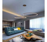 Gerenecic Dimmbare Pendelleuchte mit Fernbedienung - runder Kronleuchter aus Aluminium für Wohnzimmer und Esszimmer, höhenverstellbar, Farbtemperatur (3000 K - 6500 K), braunes Finish, 30/5