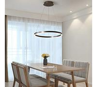 Gerenecic Dimmbare Pendelleuchte mit Fernbedienung - runder Kronleuchter aus Aluminium für Wohnzimmer und Esszimmer, höhenverstellbar, Farbtemperatur (3000 K - 6500 K), braunes Finish, 30/5