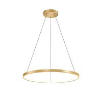 Gerenecic Goldener kreisförmiger Pendelleuchten-Kronleuchter - dimmbare runde Hängelampe für Restaurant und Wohnzimmer, verstellbare Metallhalterung, minimalistische Innenbeleuchtung (50 cm