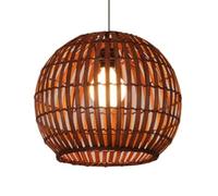 Gerenecic Handgefertigte Kuppel-Pendelleuchte aus Bambus | Rustikaler Kronleuchter im Boho-Stil, kugelförmige Hängelampe mit E26-Sockel für Bauernhaus- und japanisches Dekor (Braun, 30 cm)