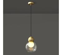 Gerenecic Minimalistische Kupfer-Hängelampe aus Der Mitte Des Jahrhunderts | Kronleuchter im nordischen Stil mit klarer Glaskugel für Esszimmer und Schlafzimmer (D)