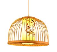 Gerenecic Rustikale Bambus-Rattan-Pendelleuchte - Deckenleuchter im chinesischen Stil für Schlafzimmer, Küche und Eingangsbereich (Helle Farbe)