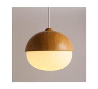 Gerenecic Rustikale Pendelleuchte aus Holz im Vintage-Stil - Kronleuchter aus weißem Milchglas für Esszimmer, Kücheninsel, Café und Restaurant im Bauernhausstil (D)