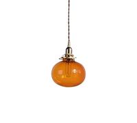 Gerenecic Vintage Retro Kugelförmiger Glas-Kronleuchter - Verstellbare Hängeleuchte für Esszimmer, Schlafzimmer, Bar und Arbeitszimmer E26/E27 kompatibel (Orange)