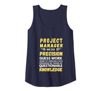 Gerente de Proyecto Hacemos Trabajo de Precisión Camiseta sin Mangas, Mujer, Azul Marino, S
