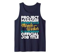 Gerente de Proyecto Milagro Trabajador Gestión de Proyectos Camiseta sin Mangas, Hombre, Azul Marino, L
