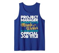 Gerente de Proyecto Milagro Trabajador Gestión de Proyectos Camiseta sin Mangas, Hombre, Azul Real, XL