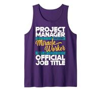 Gerente de Proyecto Milagro Trabajador Gestión de Proyectos Camiseta sin Mangas, Hombre, Morado, L