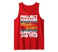Gerente de Proyecto Milagro Trabajador Gestión de Proyectos Camiseta sin Mangas, Hombre, Rojo, L