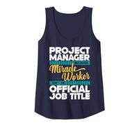 Gerente de Proyecto Milagro Trabajador Gestión de Proyectos Camiseta sin Mangas, Mujer, Azul Marino, XL