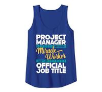 Gerente de Proyecto Milagro Trabajador Gestión de Proyectos Camiseta sin Mangas, Mujer, Azul Real, S