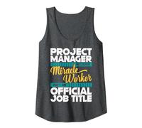 Gerente de Proyecto Milagro Trabajador Gestión de Proyectos Camiseta sin Mangas, Mujer, Jaspeado Oscuro, L