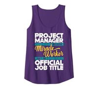 Gerente de Proyecto Milagro Trabajador Gestión de Proyectos Camiseta sin Mangas, Mujer, Morado, XXL