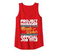 Gerente de Proyecto Milagro Trabajador Gestión de Proyectos Camiseta sin Mangas, Mujer, Rojo, XL