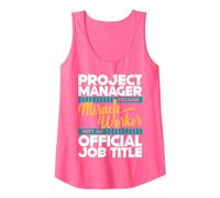 Gerente de Proyecto Milagro Trabajador Gestión de Proyectos Camiseta sin Mangas, Mujer, Rosado Neón, XL