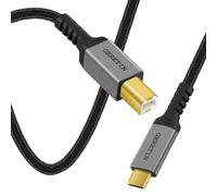 GERETIN Cable de Impresora USB C Cable USB C a USB Tipo B 2.0 de Nailon 2M | Cable Tipo C a USB B Compatible con iPhone MacBook Pro/Air, iMac, MateBook, Dell, HP, Epson, Canon, Brother, Lexmark, Escáner