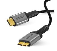 GERETIN USB C a Micro USB 3.0 0.5M Cable de Disco Duro Externo USB Tipo C a Micro B USB 3.0 Nylon Trenzado Compatible con Seagate Toshiba Canvio WD My Passport Element Galaxy S5 Note 3 Cámara HDD etc