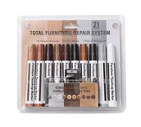 Gereton Reparación Marcadores Retoque Muebles, Bolígrafo Reparación Madera con Varillas Cera Y Sacapuntas, para Piso, Mesa, Puerta, Muebles, Arañazos, Manchas