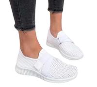 Gereton Zapatillas De Deporte Informales para Mujer, Sin Cordones, con Diamantes De Imitación, Ligeros, Transpirables, para Caminar, para Correr, De Verano, De Malla Transpirable, Blanco, 38 EU