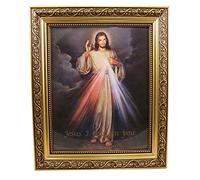 Gerffert Impresión de la Divina Misericordia Jesucristo en marco de acabado dorado de 13 pulgadas