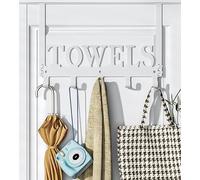 Gerhananery Perchero para Puerta, Gancho para Puerta con 5 Ganchos, Colgadores de Puerta Inoxidable, Colgador Puerta Sin Taladrar, Percha para Puerta de Dormitorio y de Baño (Blanco)