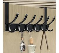 Gerhannery Gancho para Puerta con 6 Ganchos, Perchero para Puerta Sin Taladrar, Colgadores de Puerta de Ropa, Ganchos Que Se Pueden Colgar, Colgador Puertas de Baño Cocina (6 Ganchos) (Negro)