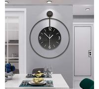 GERHWASH Reloj de pared grande de metal de 60 cm, sin ruido de tictac, silencioso, moderno, digital, esfera grande de cristal, color negro, para habitaciones, hogar, cocina, dormitorio, oficina