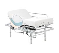 Geriafy - Cama Articulada con colchón viscoelástico con Funda Tencel | Patas Regulables y barandillas (105x190 cm, Mando por Cable)